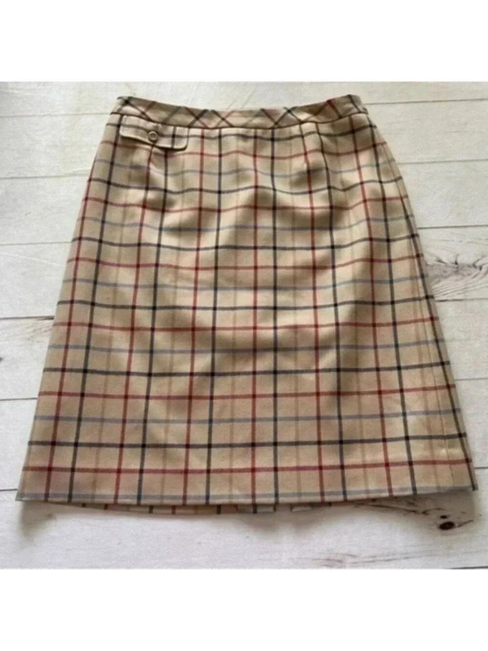 Pendleton The Check Wool Midi Pencil Lined Tan Skirt Made In USA Petite …